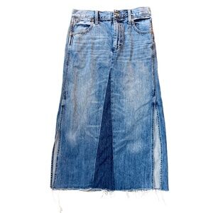 Lucky Brand distressed long jean skirt 100% cotton maxi skirt denim skirt